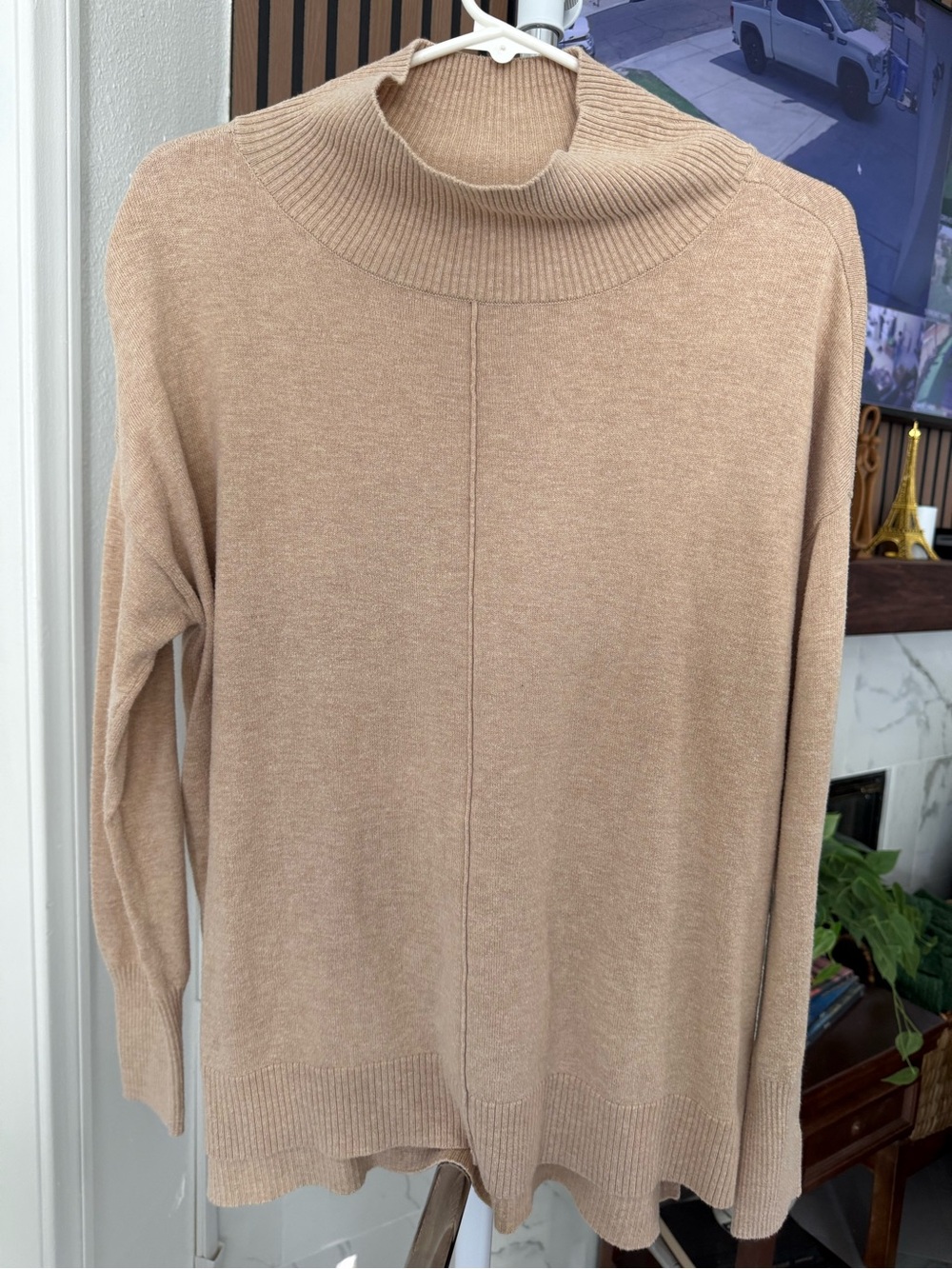 Fall vibes STYLUS Beige Mock Neck Tunic Sweater